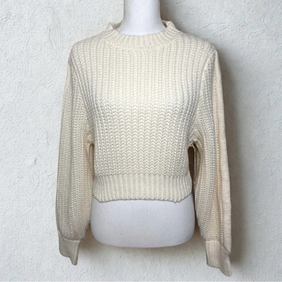 Lucca Sweaters - Lucca Women Cropped Knit Sweater Creme Color Size Small